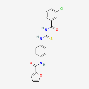 molecular formula C19H14ClN3O3S B6046396 N-[4-({[(3-chlorobenzoyl)amino]carbonothioyl}amino)phenyl]-2-furamide 