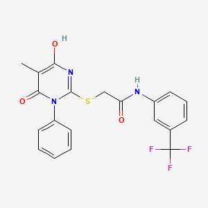 molecular formula C20H16F3N3O3S B6046406 2-[(4-hydroxy-5-methyl-6-oxo-1-phenyl-1,6-dihydro-2-pyrimidinyl)thio]-N-[3-(trifluoromethyl)phenyl]acetamide 