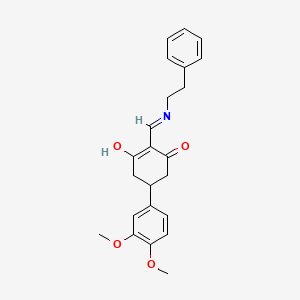 molecular formula C23H25NO4 B604642 5-(3,4-Dimethoxyphenyl)-2-{[(2-phenylethyl)amino]methylene}-1,3-cyclohexanedione CAS No. 351164-27-7