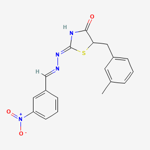 molecular formula C18H16N4O3S B6046429 3-nitrobenzaldehyde [5-(3-methylbenzyl)-4-oxo-1,3-thiazolidin-2-ylidene]hydrazone 