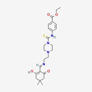 molecular formula C25H34N4O4S B604644 Ethyl 4-({[4-(2-{[(4,4-dimethyl-2,6-dioxocyclohexylidene)methyl]amino}ethyl)-1-piperazinyl]carbothioyl}amino)benzoate CAS No. 333758-57-9