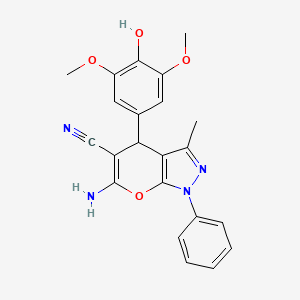 molecular formula C22H20N4O4 B6046448 6-amino-4-(4-hydroxy-3,5-dimethoxyphenyl)-3-methyl-1-phenyl-1,4-dihydropyrano[2,3-c]pyrazole-5-carbonitrile 
