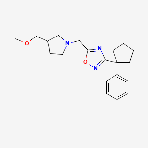 molecular formula C21H29N3O2 B6046475 5-{[3-(methoxymethyl)-1-pyrrolidinyl]methyl}-3-[1-(4-methylphenyl)cyclopentyl]-1,2,4-oxadiazole 