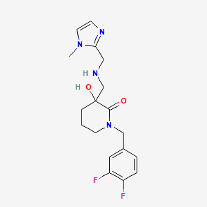 molecular formula C18H22F2N4O2 B6046476 1-(3,4-difluorobenzyl)-3-hydroxy-3-({[(1-methyl-1H-imidazol-2-yl)methyl]amino}methyl)-2-piperidinone 