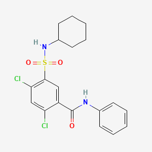 molecular formula C19H20Cl2N2O3S B6046485 2,4-dichloro-5-[(cyclohexylamino)sulfonyl]-N-phenylbenzamide 