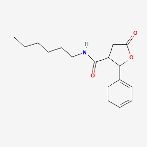 molecular formula C17H23NO3 B6046520 N-hexyl-5-oxo-2-phenyltetrahydro-3-furancarboxamide 