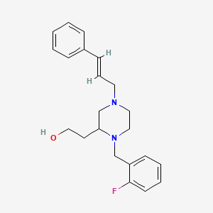 molecular formula C22H27FN2O B6046555 2-{1-(2-fluorobenzyl)-4-[(2E)-3-phenyl-2-propen-1-yl]-2-piperazinyl}ethanol 