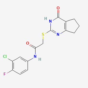 molecular formula C15H13ClFN3O2S B6046560 N-(3-chloro-4-fluorophenyl)-2-[(4-oxo-4,5,6,7-tetrahydro-3H-cyclopenta[d]pyrimidin-2-yl)thio]acetamide 