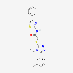molecular formula C22H21N5OS2 B6046587 2-{[4-ethyl-5-(3-methylphenyl)-4H-1,2,4-triazol-3-yl]thio}-N-(4-phenyl-1,3-thiazol-2-yl)acetamide 
