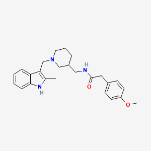 molecular formula C25H31N3O2 B6046595 2-(4-methoxyphenyl)-N-({1-[(2-methyl-1H-indol-3-yl)methyl]-3-piperidinyl}methyl)acetamide 