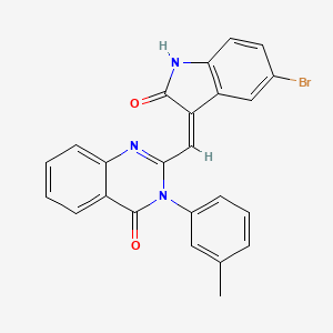 2-[(5-bromo-2-oxo-1,2-dihydro-3H-indol-3-ylidene)methyl]-3-(3-methylphenyl)-4(3H)-quinazolinone
