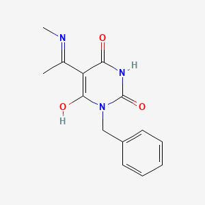 molecular formula C14H15N3O3 B6046669 1-benzyl-5-[1-(methylamino)ethylidene]-2,4,6(1H,3H,5H)-pyrimidinetrione 