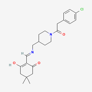 molecular formula C23H29ClN2O3 B604669 2-{[({1-[(4-Chlorophenyl)acetyl]-4-piperidinyl}methyl)amino]methylene}-5,5-dimethyl-1,3-cyclohexanedione CAS No. 371946-19-9