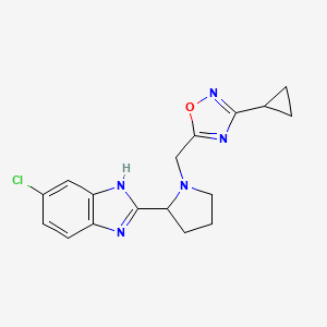 molecular formula C17H18ClN5O B6046690 6-chloro-2-{1-[(3-cyclopropyl-1,2,4-oxadiazol-5-yl)methyl]-2-pyrrolidinyl}-1H-benzimidazole 