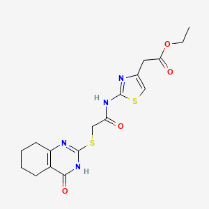 molecular formula C17H20N4O4S2 B6046723 ethyl [2-({[(4-oxo-3,4,5,6,7,8-hexahydro-2-quinazolinyl)thio]acetyl}amino)-1,3-thiazol-4-yl]acetate 