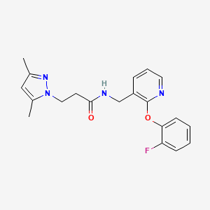 molecular formula C20H21FN4O2 B6046737 3-(3,5-dimethyl-1H-pyrazol-1-yl)-N-{[2-(2-fluorophenoxy)-3-pyridinyl]methyl}propanamide 