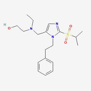 molecular formula C19H29N3O3S B6046802 2-(ethyl{[2-(isopropylsulfonyl)-1-(2-phenylethyl)-1H-imidazol-5-yl]methyl}amino)ethanol 