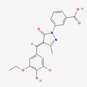 molecular formula C20H17BrN2O5 B604681 3-[4-(3-bromo-5-ethoxy-4-hydroxybenzylidene)-3-methyl-5-oxo-4,5-dihydro-1H-pyrazol-1-yl]benzoic acid CAS No. 6043-21-6