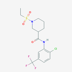 molecular formula C15H18ClF3N2O3S B6046810 N-[2-chloro-5-(trifluoromethyl)phenyl]-1-(ethylsulfonyl)-3-piperidinecarboxamide 