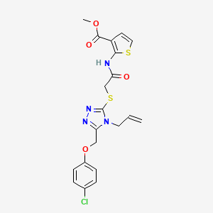 molecular formula C20H19ClN4O4S2 B6046864 methyl 2-{[({4-allyl-5-[(4-chlorophenoxy)methyl]-4H-1,2,4-triazol-3-yl}thio)acetyl]amino}-3-thiophenecarboxylate 