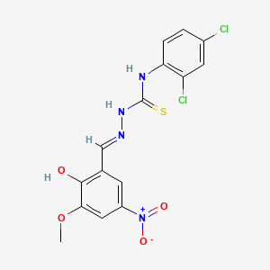 molecular formula C15H12Cl2N4O4S B604687 2-hydroxy-5-nitro-3-methoxybenzaldehyde N-(2,4-dichlorophenyl)thiosemicarbazone CAS No. 348102-55-6
