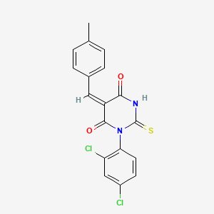 molecular formula C18H12Cl2N2O2S B6046925 1-(2,4-dichlorophenyl)-5-(4-methylbenzylidene)-2-thioxodihydro-4,6(1H,5H)-pyrimidinedione 