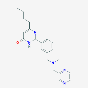 molecular formula C21H25N5O B6046973 6-butyl-2-(3-{[methyl(pyrazin-2-ylmethyl)amino]methyl}phenyl)pyrimidin-4(3H)-one 