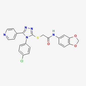 molecular formula C22H16ClN5O3S B6046993 N-1,3-benzodioxol-5-yl-2-{[4-(4-chlorophenyl)-5-(4-pyridinyl)-4H-1,2,4-triazol-3-yl]thio}acetamide 