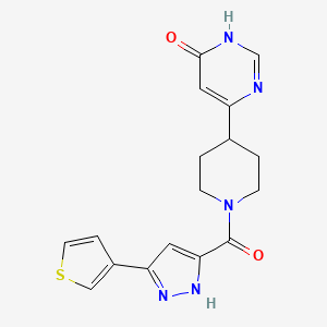molecular formula C17H17N5O2S B6047009 6-(1-{[3-(3-thienyl)-1H-pyrazol-5-yl]carbonyl}piperidin-4-yl)pyrimidin-4(3H)-one 