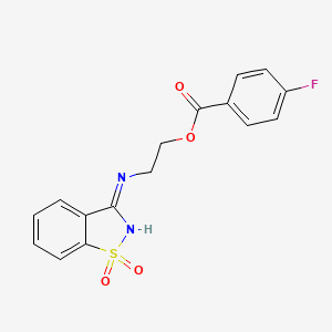 molecular formula C16H13FN2O4S B6047036 2-[(1,1-dioxido-1,2-benzisothiazol-3-yl)amino]ethyl 4-fluorobenzoate 