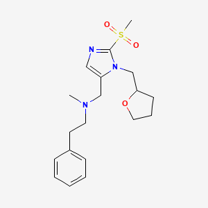 molecular formula C19H27N3O3S B6047080 N-methyl-N-{[2-(methylsulfonyl)-1-(tetrahydro-2-furanylmethyl)-1H-imidazol-5-yl]methyl}-2-phenylethanamine 