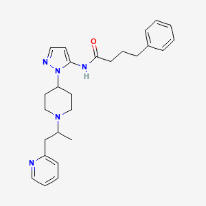 molecular formula C26H33N5O B6047105 N-(1-{1-[1-methyl-2-(2-pyridinyl)ethyl]-4-piperidinyl}-1H-pyrazol-5-yl)-4-phenylbutanamide 