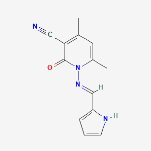 (E)-1-(((1H-pyrrol-2-yl)methylene)amino)-4,6-dimethyl-2-oxo-1,2-dihydropyridine-3-carbonitrile