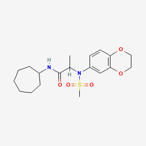 molecular formula C19H28N2O5S B6047182 N~1~-cycloheptyl-N~2~-(2,3-dihydro-1,4-benzodioxin-6-yl)-N~2~-(methylsulfonyl)alaninamide 