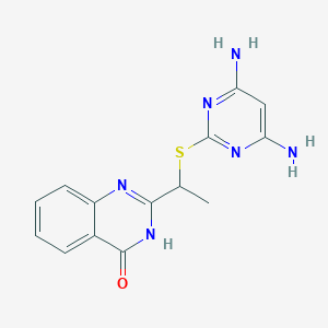 molecular formula C14H14N6OS B6047208 2-{1-[(4,6-diamino-2-pyrimidinyl)thio]ethyl}-4(3H)-quinazolinone 