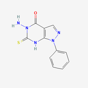 molecular formula C11H9N5OS B604721 5-amino-1-phenyl-6-sulfanyl-1,5-dihydro-4H-pyrazolo[3,4-d]pyrimidin-4-one CAS No. 174535-84-3