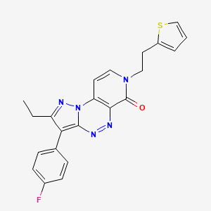 molecular formula C22H18FN5OS B6047222 2-ethyl-3-(4-fluorophenyl)-7-[2-(2-thienyl)ethyl]pyrazolo[5,1-c]pyrido[4,3-e][1,2,4]triazin-6(7H)-one 