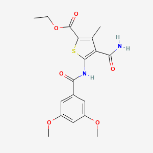 molecular formula C18H20N2O6S B6047269 ethyl 4-(aminocarbonyl)-5-[(3,5-dimethoxybenzoyl)amino]-3-methyl-2-thiophenecarboxylate CAS No. 5691-69-0
