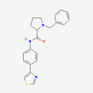 molecular formula C21H21N3OS B6047304 1-benzyl-N-[4-(1,3-thiazol-4-yl)phenyl]prolinamide 