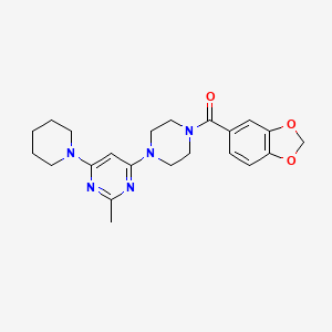 molecular formula C22H27N5O3 B6047341 4-[4-(1,3-benzodioxol-5-ylcarbonyl)-1-piperazinyl]-2-methyl-6-(1-piperidinyl)pyrimidine 