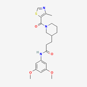 molecular formula C21H27N3O4S B6047349 N-(3,5-dimethoxyphenyl)-3-{1-[(4-methyl-1,3-thiazol-5-yl)carbonyl]-3-piperidinyl}propanamide 