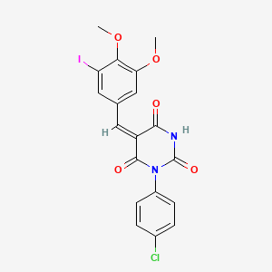 molecular formula C19H14ClIN2O5 B6047365 1-(4-chlorophenyl)-5-(3-iodo-4,5-dimethoxybenzylidene)-2,4,6(1H,3H,5H)-pyrimidinetrione 