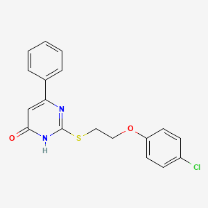 molecular formula C18H15ClN2O2S B6047378 2-{[2-(4-chlorophenoxy)ethyl]thio}-6-phenyl-4(1H)-pyrimidinone 