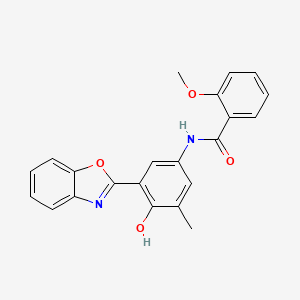 molecular formula C22H18N2O4 B604740 N-[3-(1,3-benzoxazol-2-yl)-4-hydroxy-5-methylphenyl]-2-methoxybenzamide CAS No. 879039-53-9