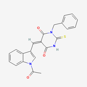molecular formula C22H17N3O3S B6047406 5-[(1-acetyl-1H-indol-3-yl)methylene]-1-benzyl-2-thioxodihydro-4,6(1H,5H)-pyrimidinedione 