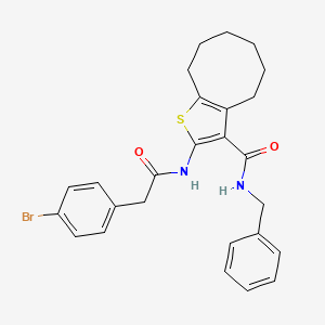 molecular formula C26H27BrN2O2S B6047430 N-benzyl-2-{[(4-bromophenyl)acetyl]amino}-4,5,6,7,8,9-hexahydrocycloocta[b]thiophene-3-carboxamide 