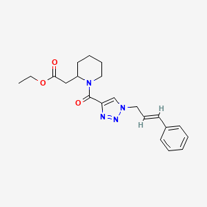 molecular formula C21H26N4O3 B6047432 ethyl [1-({1-[(2E)-3-phenyl-2-propen-1-yl]-1H-1,2,3-triazol-4-yl}carbonyl)-2-piperidinyl]acetate 