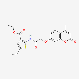 molecular formula C21H21NO6S B6047456 ethyl 5-ethyl-2-({[(4-methyl-2-oxo-2H-chromen-7-yl)oxy]acetyl}amino)-3-thiophenecarboxylate 