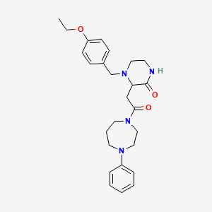 molecular formula C26H34N4O3 B6047458 4-(4-ethoxybenzyl)-3-[2-oxo-2-(4-phenyl-1,4-diazepan-1-yl)ethyl]-2-piperazinone 