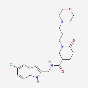 molecular formula C22H29ClN4O3 B6047472 N-[(5-chloro-1H-indol-2-yl)methyl]-1-[3-(4-morpholinyl)propyl]-6-oxo-3-piperidinecarboxamide 